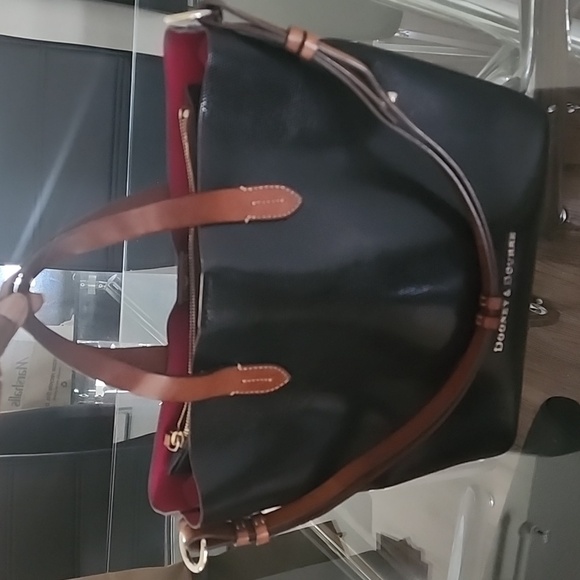 Dooney & Bourke Handbags - Dooney & Bourke Lilliana Black & Hot Pink Shoulder Tote Bag